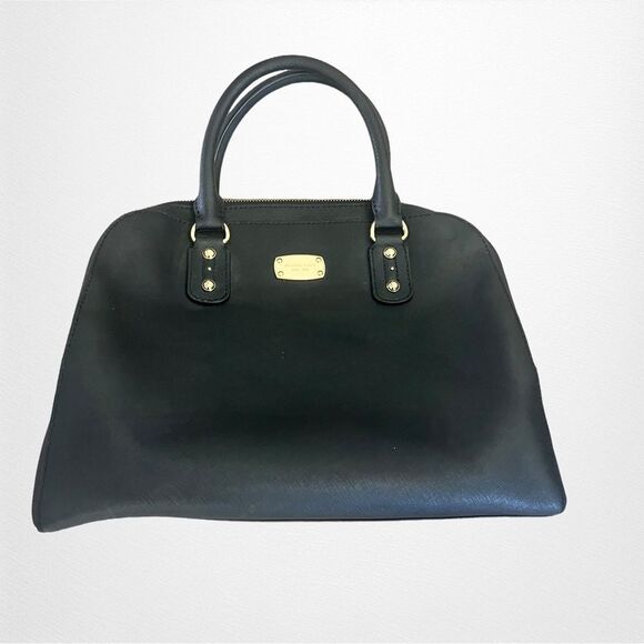 Michael Kors Black Saffiano Leather Top Handle Satchel Bag Purse - Picture 1 of 10